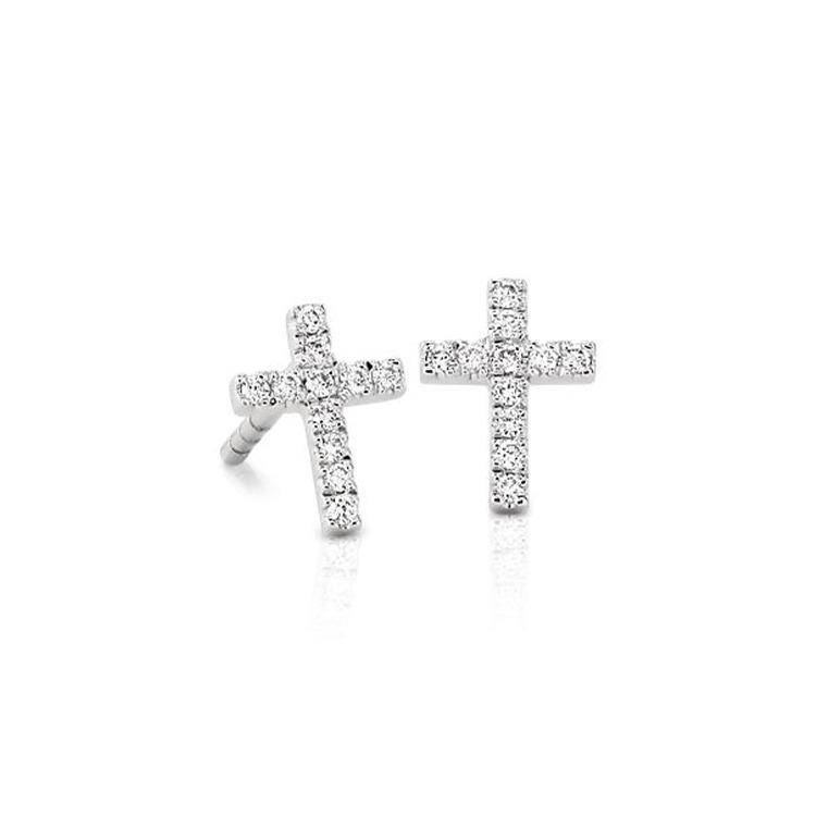 Cross Earrings 14k with Diamond - Mills Jewelers